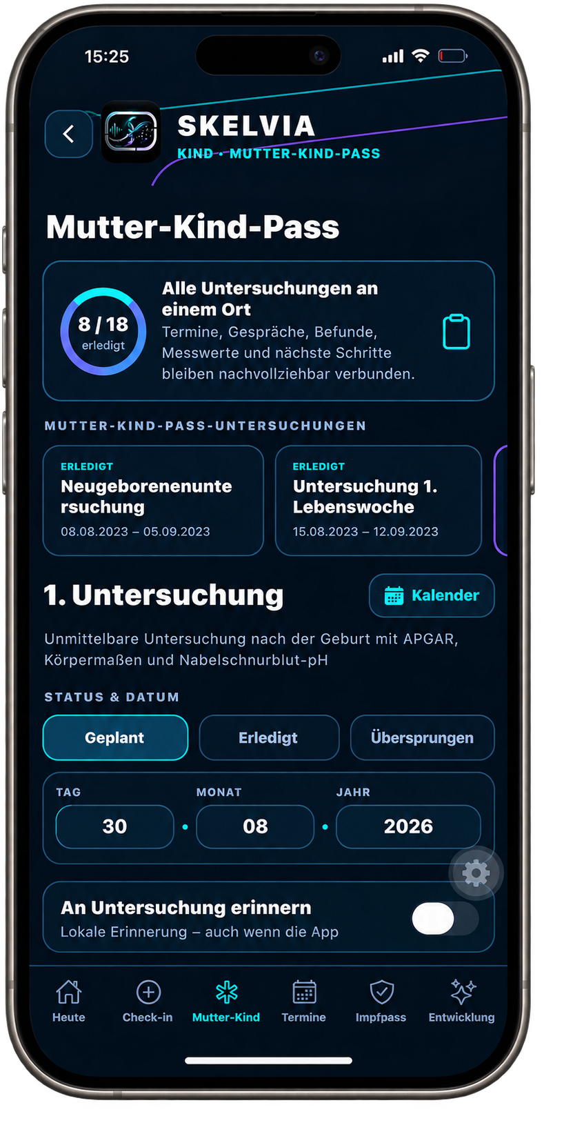 SKELVIA Kind: Mutter-Kind-Pass und Untersuchungen